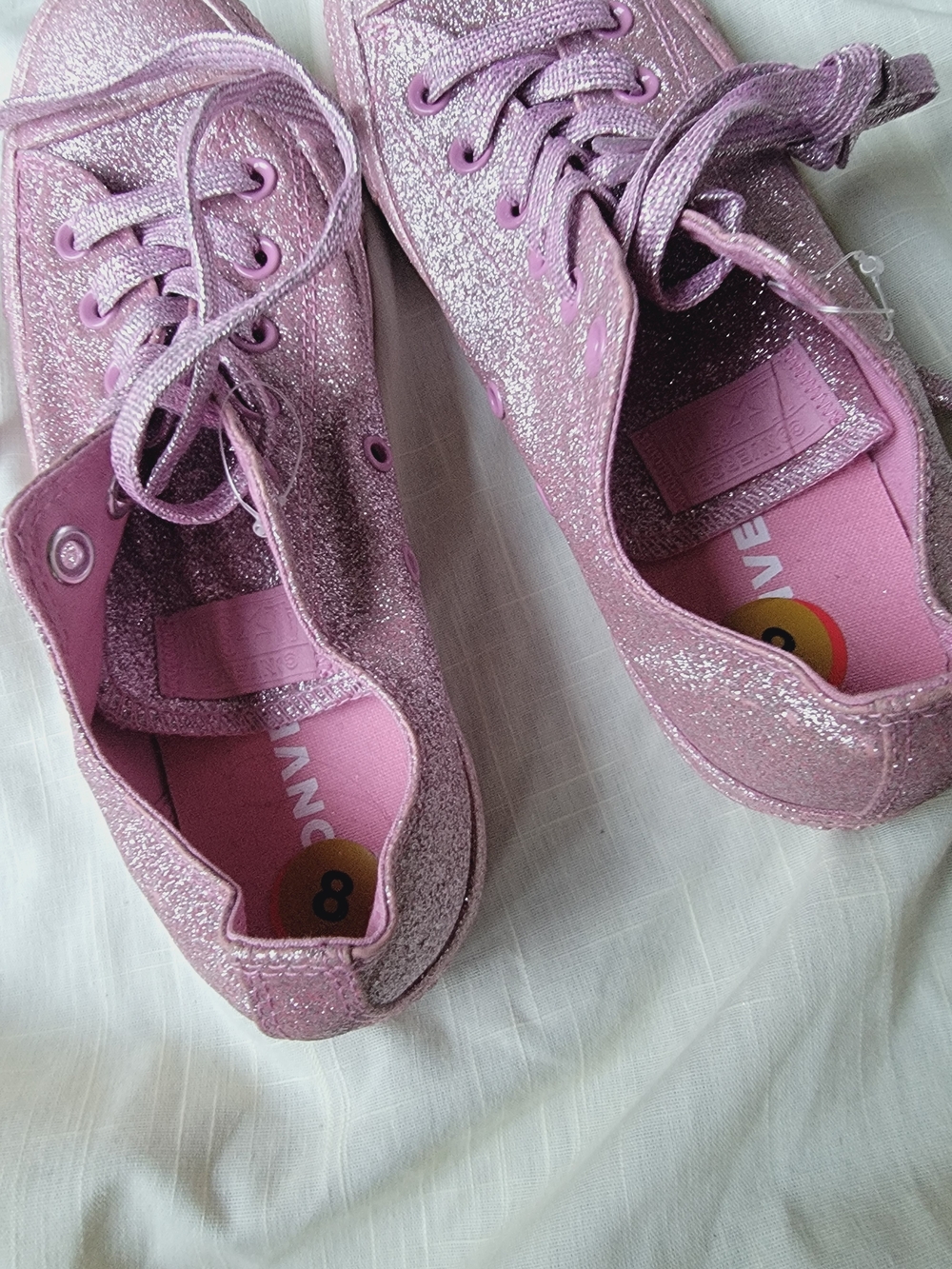 Converse Pink Glitter Low-Top Sneakers Chucks Kicks Nwob Pls See All Pics - Picture 6 of 14